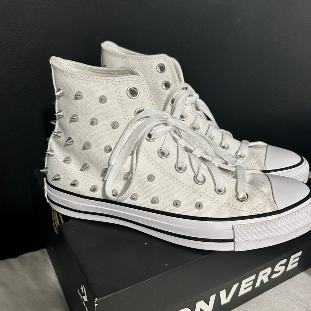 Converse White Studded High-Top Sneakers
